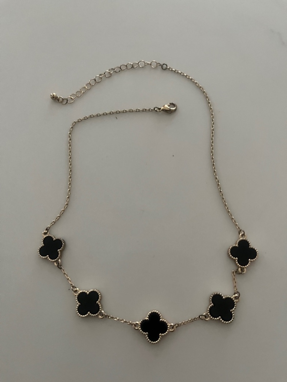 Black Clover Motif Gold-Tone Necklace - Elegant Women’s Jewelry
